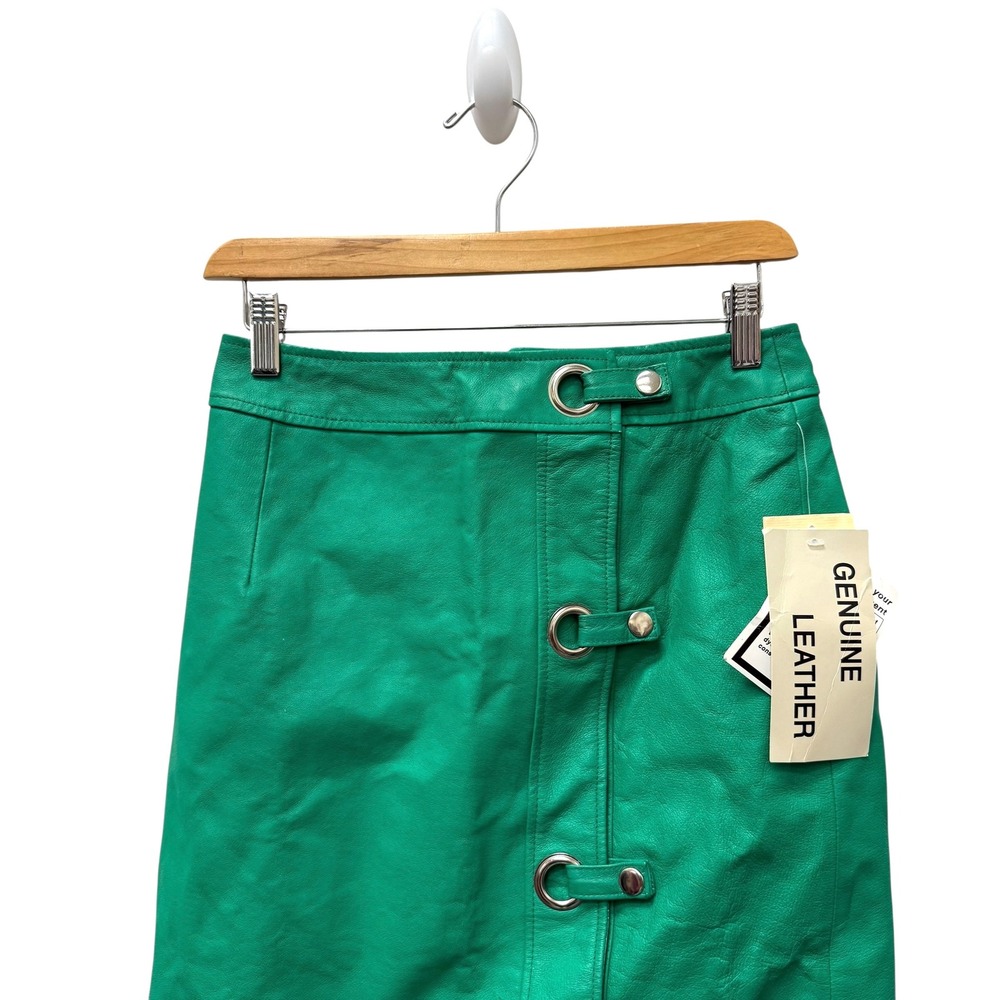 Vintage Metrostyle Green Genuine Leather Pencil Skirt Women's Size 4 - Picture 2 of 9